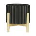 Sagebrook Home 8 Ceramic Fluted Planter With Wood Stand Black Round Ceramic Contemporary 8 L X 8 W X 9 H Line