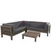 Salos 4 Piece Outdoor Wooden Sectional Set Gray and Dark Gray