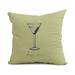 Simply Daisy 18 x 18 Martini Glass Happy Hour Geometric Print Outdoor Pillow Light Green