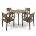 GDF Studio Bauer Outdoor Acacia Wood 5 Piece Dining Set Gray