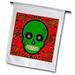 3dRose Day of the Dead Skull DÃ­a de los Muertos Sugar Skull Green Red Black Scroll Design - Garden Flag 12 by 18-inch
