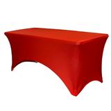 Your Chair Covers - Stretch Spandex 5 ft Rectangular Table Cover Red for Wedding Party Birthday Patio etc.