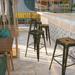 Emma + Oliver Commercial Grade 30 H Backless Distressed Copper Metal Indoor-Outdoor Barstool