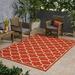 GDF Studio Vivian Outdoor 6 7 x 9 2 Trefoil Area Rug Red and Ivory