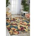 Nourison Home and Garden Butterfly Pattern Indoor/Outdoor Rug Yellow