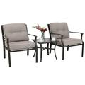 PHI VILLA 3-piece Padded Patio Conversation Set with Comfortable Deep Seating Cushions