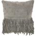 Mina Victory Couture Nat Hide Knots & Fringe Grey 18 x 18 Throw Pillow