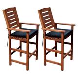 CorLiving Cinnamon Brown Hardwood Outdoor Bar Height Chairs Set of 2