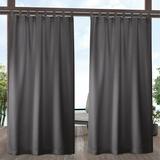 Exclusive Home Curtains Indoor/Outdoor Solid Cabana Tab Top Curtain Panel Pair 54x108 Charcoal