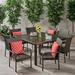 Anika Outdoor Aluminum and Wicker 8 Seater Dining Set with Stacking Chairs Gloss Black and Multibrown