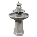 Sunnydaze 2-Tiered Pagoda Outdoor Water Fountain with LED Light - 40