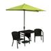 Blue Star Group Terrace Mates Genevieve All-Weather Wicker Java Color Table Set w/ 7.5 -Wide OFF-THE-WALL BRELLA - Yellow Olefin Canopy