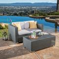 Florence Outdoor Wicker Sofa and Coffee Table Set Grey Silver Grey
