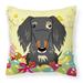 Carolines Treasures BB6128PW1818 Easter Eggs Wire Haired Dachshund Dapple Fabric Decorative Pillow 18H x18W