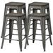 Easyfashion Metal Counter Stools Bar Kitchen stools with Wooden Seat Set of 4 Gunmetal