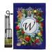 Breeze Decor BD-WT-GS-130101-IP-BO-D-US12-BD 13 x 18.5 in. Winter W Initial Wonderland Impressions Decorative Vertical Double Sided Garden Flag Set with Banner Pole