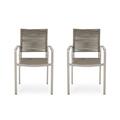 Noble House Cape Coral Outdoor Aluminum Dining Chair in Silver (Set of 2)