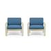 Joanne Outdoor Acacia Wood Club Chairs Set of 2 Brushed Light Gray