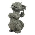 Ebros Whimsical Garden Dragon Begging For Attention Statue 10.25 H Cute Baby Dragon Panting Faux Stone Resin Finish Figurine