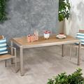 Noble House Cape Coral Outdoor Faux Wood Top Aluminum Dining Table in Natural