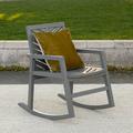 Walker Edison Outdoor Patio Rocking Chair with Chevron Design Grey Wash