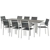 Modern Contemporary Urban Design Outdoor Patio Balcony Garden Furniture Side Dining Chair and Table Set Aluminum Metal Steel Black