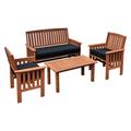 CorLiving 4pc Cinnamon Brown Hardwood Outdoor Chair and Coffee Table Set