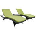 Savana 3-Piece Outdoor Wicker Lounge with Water Resistant Cushions and Coffee Table Grey/ Bright Green