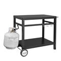 Royal Gourmet PC3401B Double Shelf Movable Dining Cart Work Table Outdoor Food Preparation Cart