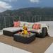 Faviola 4 Seater Outdoor Wicker Sectional Sofa Set with Aluminum Frame and Cushions Multibrown Beige