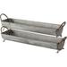 Farmers Galvanized Metal Basket Tray Planters Set of 2 Long Trough Shaped Zinc 28 and 25 inches