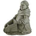 Roman 12 Wilber and His Wheelbarrow Monk Statue Garden Planter - Gray