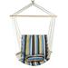 35.25 x 37 Blue Brown and Yellow Striped Hammock Chair with Pillow and Armrests