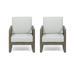 Marlee Outdoor Acacia Wood Club Chair with Cushions (Set of 2) Gray Finish and Light Gray