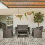 Westin Outdoor 4PC Rattan Wicker Sofa Coversation Set with Cushions UV Weather Resistant Gray/Gray