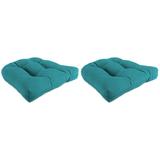 Jordan Manufacturing 18 x 18 McHusk Lagoon Aqua Solid Square Tufted Outdoor Wicker Seat Cushions (2 Pack)