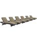 Modern Contemporary Urban Design Outdoor Patio Balcony Chaise Lounge Chair ( Set of 6) Brown Rattan