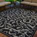 SAFAVIEH Courtyard Kevin Floral Indoor/Outdoor Area Rug 2 7 x 5 Black/Sand