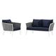 Modern Contemporary Urban Design Outdoor Patio Balcony Garden Furniture Lounge Chair and Sofa Set Fabric Aluminium White Navy