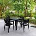 Resin Square Dining Set with 4 Arm Chairs Black Belen Kox