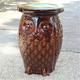 International Caravan Wise Old Owl Ceramic Garden Stool Brown Glaze