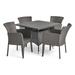 GDF Studio Dilon Outdoor Wicker 5 Piece Dining Set Gray