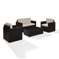 Crosley Palm Harbor 4 Piece Wicker Patio Sofa Set in Brown and Sand