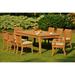 Teak Dining Set: 8 Seater 9 Pc: Large Atnas 118 Dining Rectangle Table Table 2 Arm & 6 Giva Armless Chairs Outdoor Patio Grade-A Teak Wood WholesaleTeak #WMDSGV55