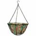 Gardener s Select 141420 Hanging Basket w/ Blue & Brown Fabric Coco Liner 14