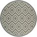 Safavieh Courtyard Amelia Geometric Indoor/Outdoor Area Rug 7 10 x 7 10 Round Anthracite/Beige