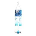 CoTa Global Welcome Seashell Hanging Sea Glass Wind Chime 29.92 Inch Nautical Glass Windchime Outdoor Decor for Harmonic Porch Patio & Garden Unique Beach Art Indoor Wind Chime Window Mobile