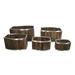 Leisure Season 14 x 24 Oval Wood Planter with Steel Trim in Dark Brown