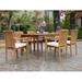 Teak Dining Set:6 Seater 7 Pc - 83 Rectangle Table And 6 Stacking Lua Arm Chairs Outdoor Patio Grade-A Teak Wood WholesaleTeak #WMDSLU9