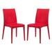 LeisureMod Weave Mace Indoor Outdoor Dining Chair in Red Set of 2